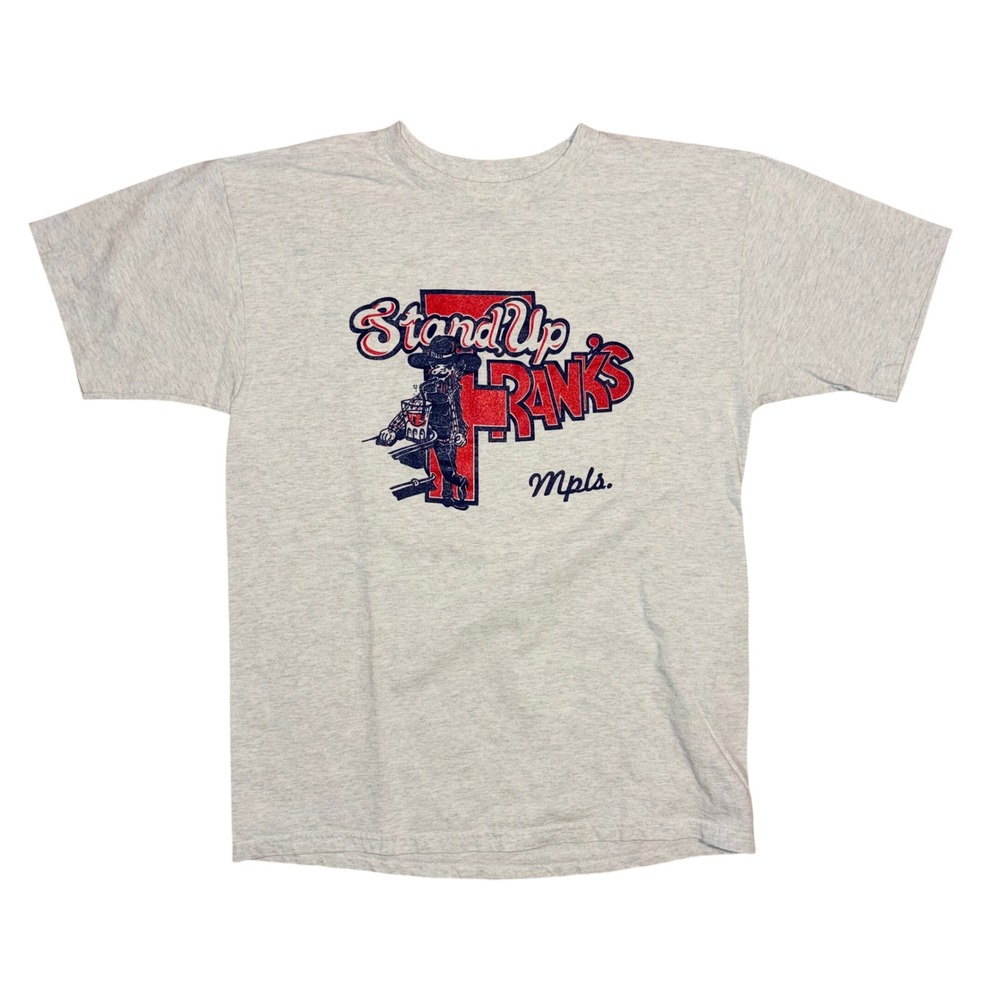 Fruit of the Loom Stand Up Franks Mpls Mens Large Grey Graphic T-Shirt Vintage